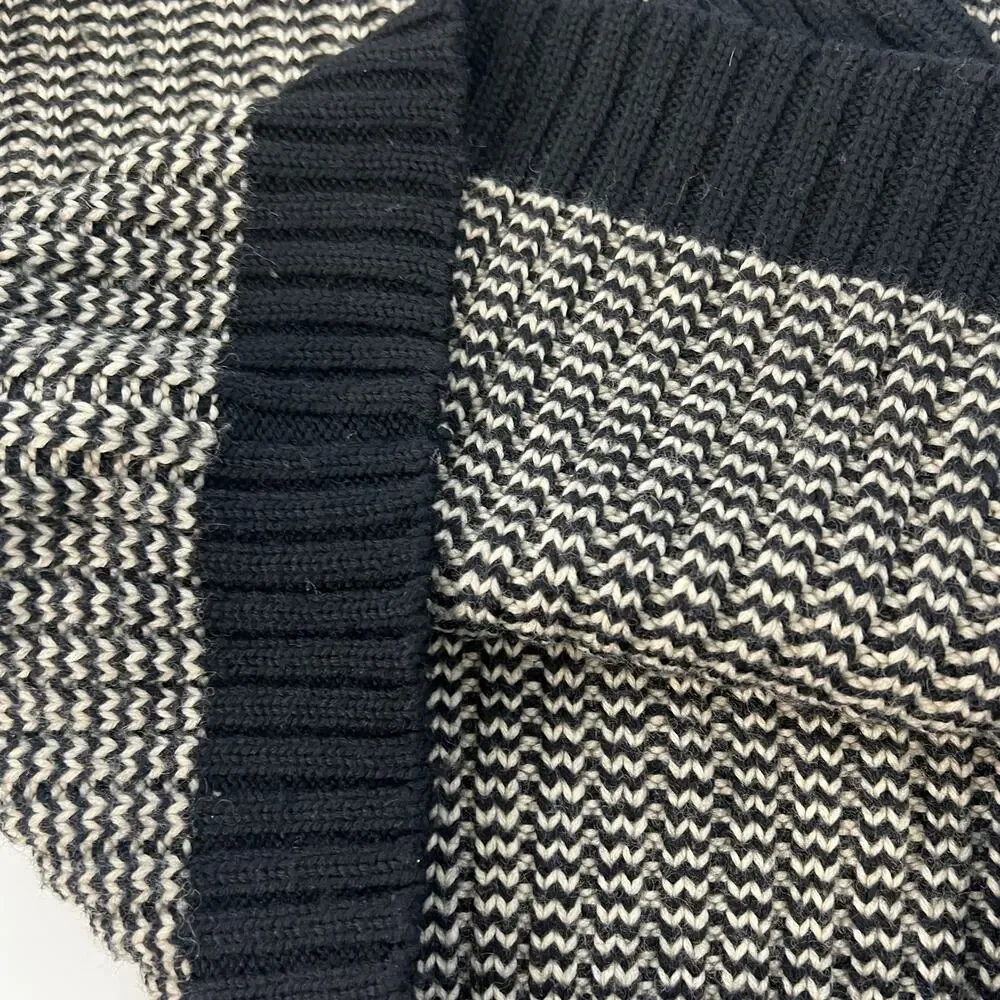 Vintage Polo Ralph Lauren Brioche Large Sweater Black White‎ Wool Knit Crewneck